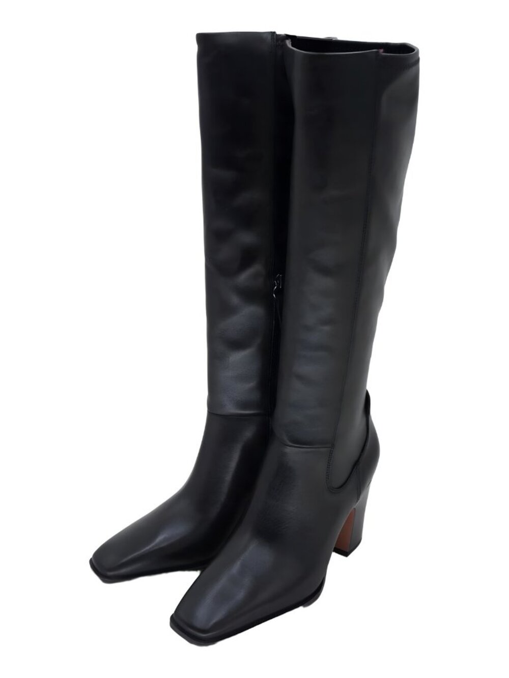 Franco Sarto Jonie Tall Square Toe Block Heel Boots Black US 7.5M EU 38 - Picture 2 of 6